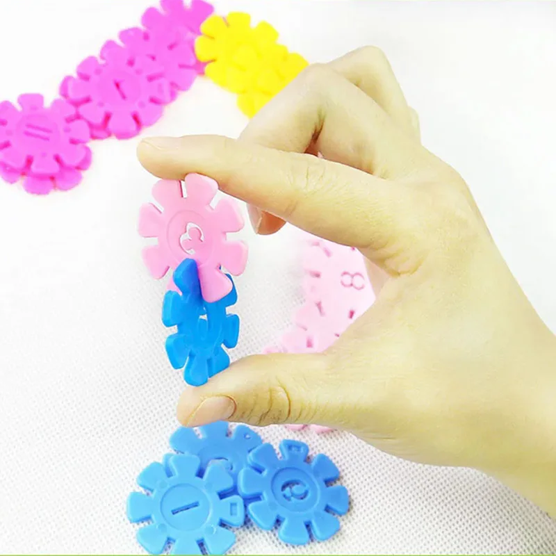 60/100/200pcs 어린이 눈송이 빌딩 블록 장난감 마카롱 색상 DIY 유치원 게임 조립 교육 장난감 선물 TMZ