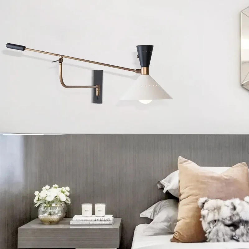 Long Arm Wall Light Bedroom Sconce Adjustable Study Reading Lamp E27 Metal 110-220V Surface Mount Wall Decor Bedroom Light iwhd nordic white ceramic wall sconce bedroom mirror stair light switch chrome modern wall lamp led wandlamp lamparas de pared