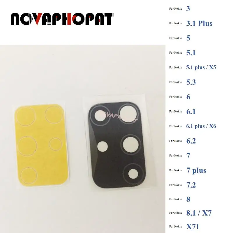 1 шт. черное заднее стекло для объектива камеры с Ahesive для Nokia 3 3,1 5 5,1 X5 5,3 6 6,1x6 6,2 7 Plus 7,2 8 8,1x7 X71