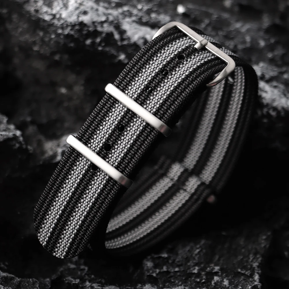 Ribbed Nylon Woven Watch Strap - Military Sports Style Bracelet