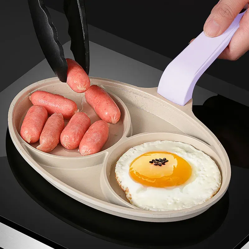 Small Fried Egg Pancake Pan 2-Cup Nonstick Egg Omelet Frying Pan Thickened Breakfast Burger Maker Steak Cooking Cookware