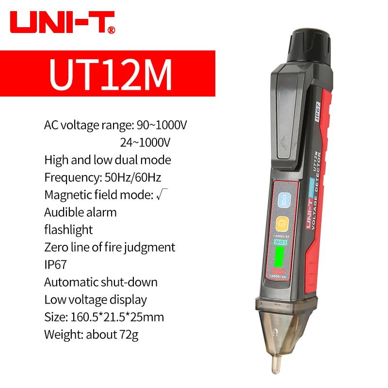 UNI-T UT12E UT12M Socket Wall AC Voltage Detector Indicator 24V-1000V Non Contact Volt Current Electric Sensor Test Pen digital calipers bunnings Measurement & Analysis Tools