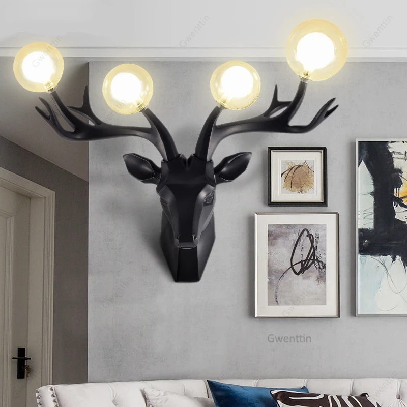 Deer Head Wall Lamps Modern Art Sconce Antlers Wall Mirror Lights for Living Room LED Lighting Fixtures Bedroom Lamp Home Decor 3
