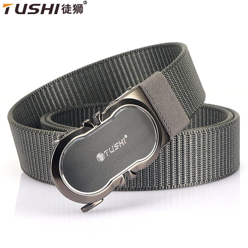 TUSHI Mens Automatic Nylon Belt Male Army Tactical Belt for Man Military Canvas Belts High Quality Jeans Fashion Luxury Strap
