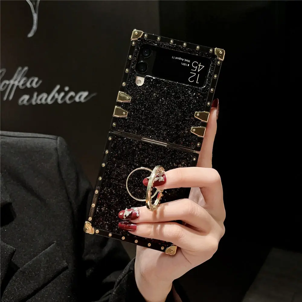 Bling Glitter Phone Case for Samsung Galaxy Z Flip 5 4 3 Flip5 Flip4 Flip3  Zflip5 Woman Diamond Butterfly Ring Holder Back Cover - AliExpress