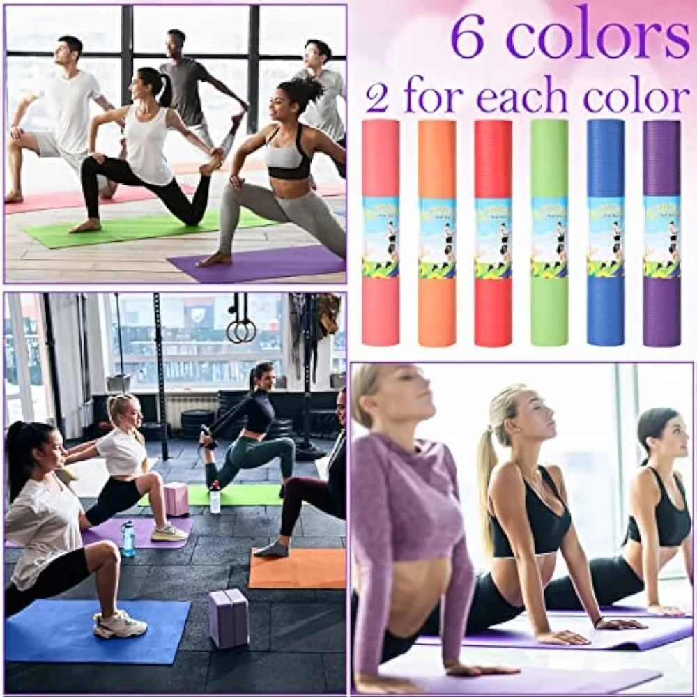  18 Pcs Yoga Starter Kit 6 Pcs Yoga Mats Bulk 68 x 24