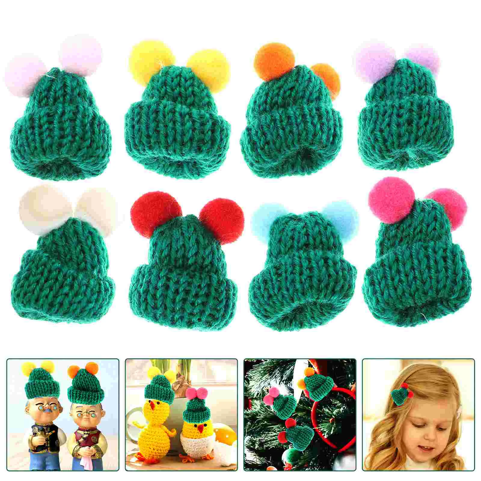 

Mini Christmas Knit Hat Doll Cap DIY Crafts Wool Yarn Mini Knitted Hat Christmas Tree Decorative Knitted Doll Hat