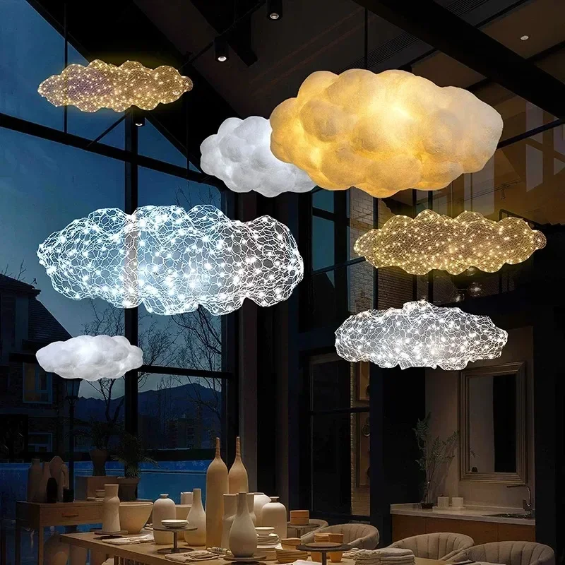 Modern Floating Cloud Pendant Lights Hotel Restaurant Industrial Chandelier for Office Bar Lamp Design Suspended Light Luminaire 6