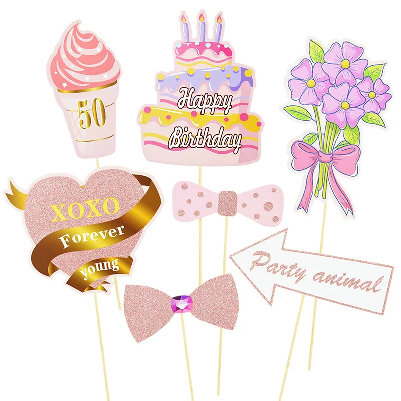 

33pcs 18/30/50th Birthday Photo Booth Props DIY Lips Glasses Mask Photobooth Accessories Adult Birthday Party Photobooth Props