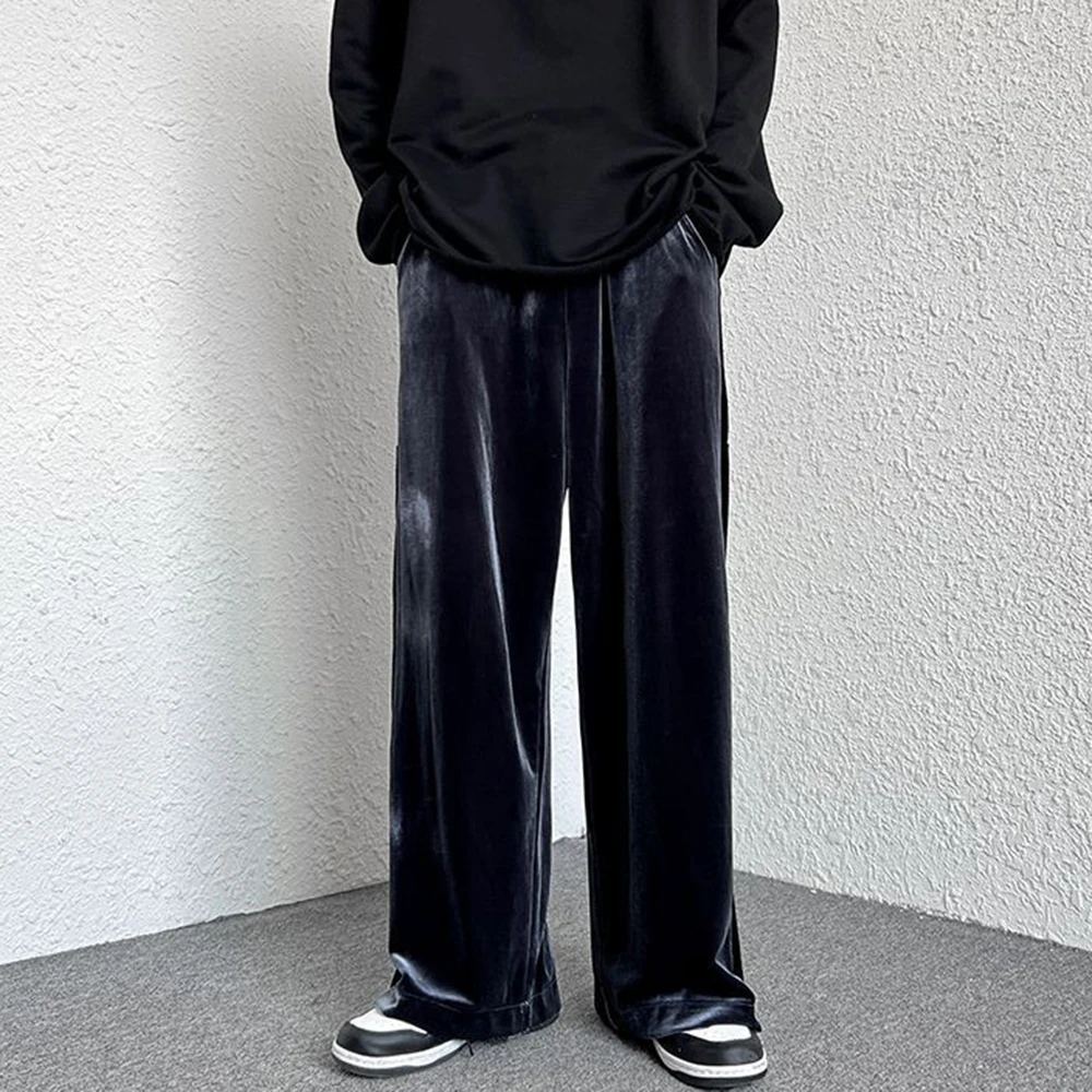 High Street Casual Sweatpants Men's Gold Velvet Wide-leg Pants