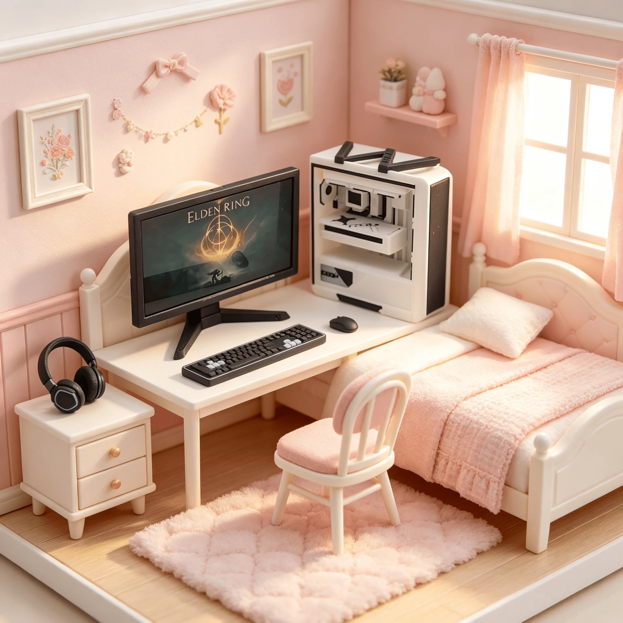 Miniature Gaming Desk Set with Accessories