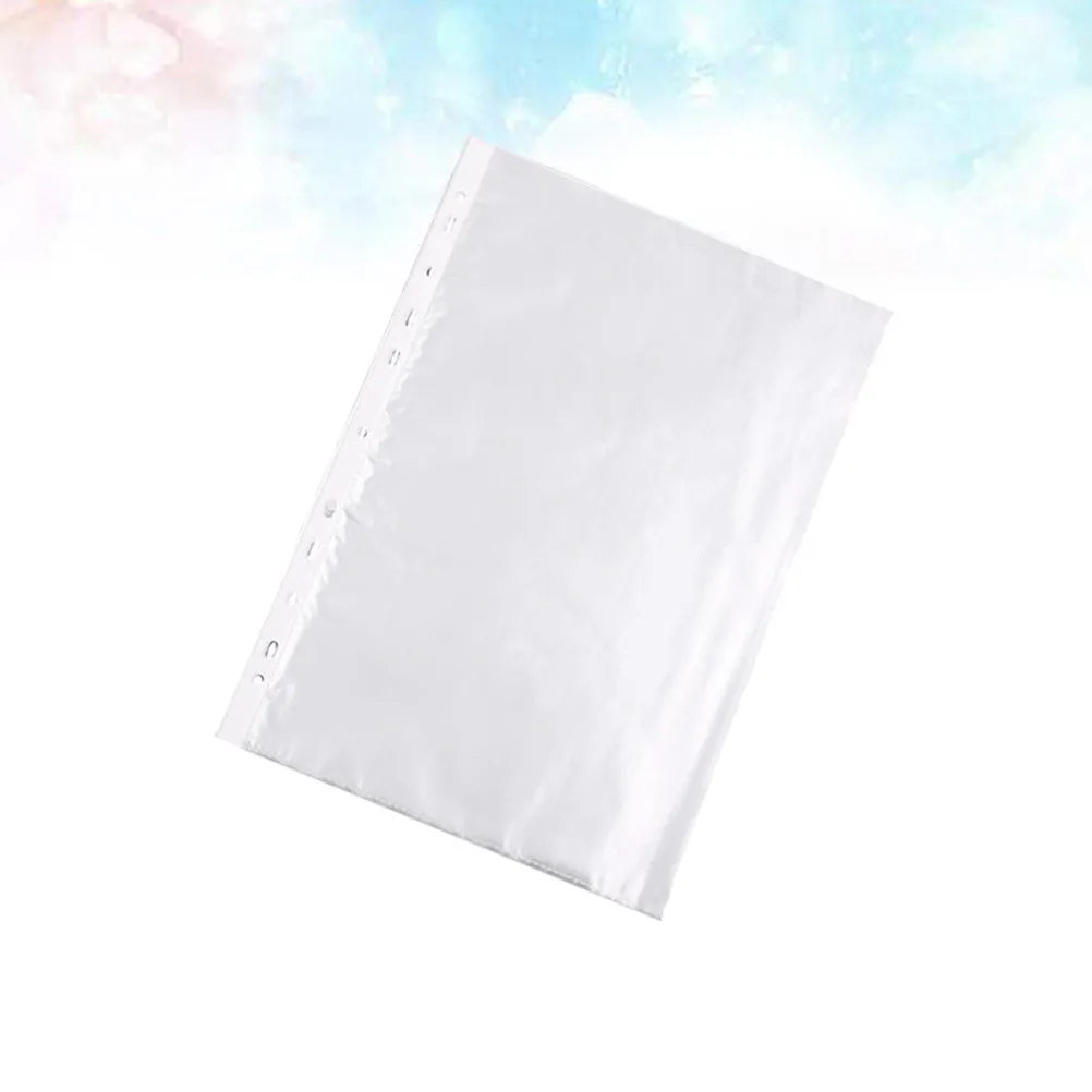 100Pcs 투명 시트 프로텍터 A4 11 홀 펀치 바인더 슬리브 파일 슬리브 문서 프로텍터 사무실 학교 홈용