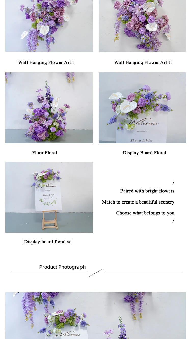 Description Picture 5 of itemElegant Purple Wedding Flower Set Artificial Flower Row Road Leading Flower Ball Wedding Decoration Welcom Sign Decor Floor Row
