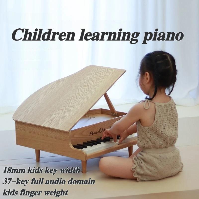 Children's 37 Key Electronic Piano Wooden Baby Beginner's Small Electronic Organ Birthday Gift Keyboard Musical Instrument