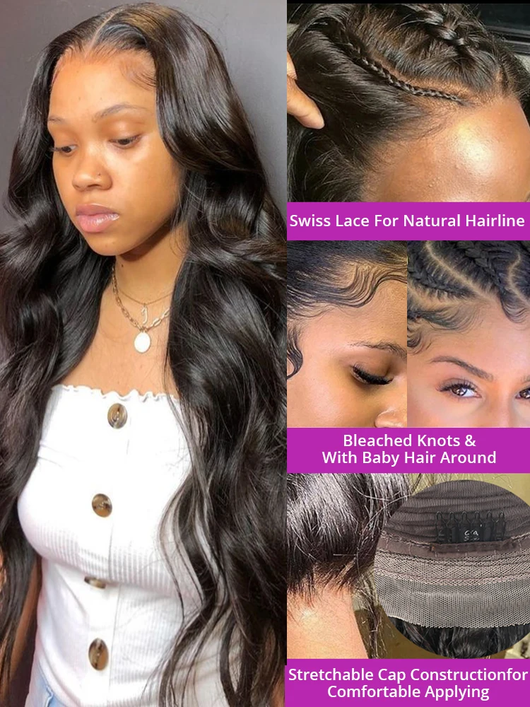 30 40 Inch 360 13x6 Body Wave Lace Front Human Hair Wigs Brazilian Loose Water Wavy Human Hair Lace Frontal Wigs For Black Women