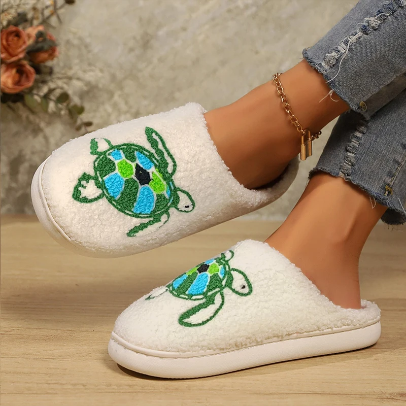 Cotton Non Slip Warm Plush Slippers for Women Home Autumn Winter