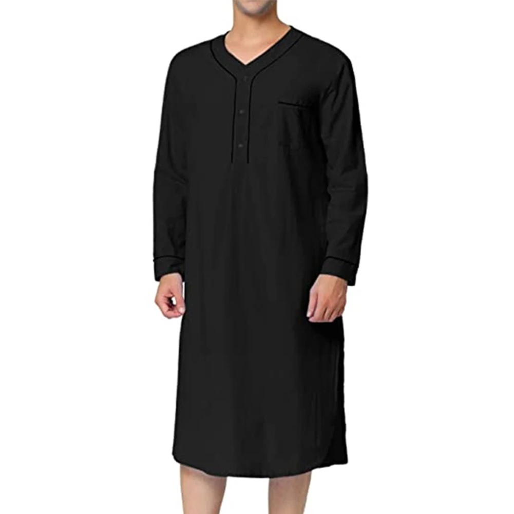 Мужская мусульманская одежда с длинным рукавом Jubba Саудовский арабский длинный кафтан однотонный свободный халат Повседневная дышащая одежда для сна летняя домашняя одежда комплект для велоспорта raudax 2021 с длинным рукавом дышащая одежда для горных велосипедов одежда для велоспорта летняя одежда для триатлон