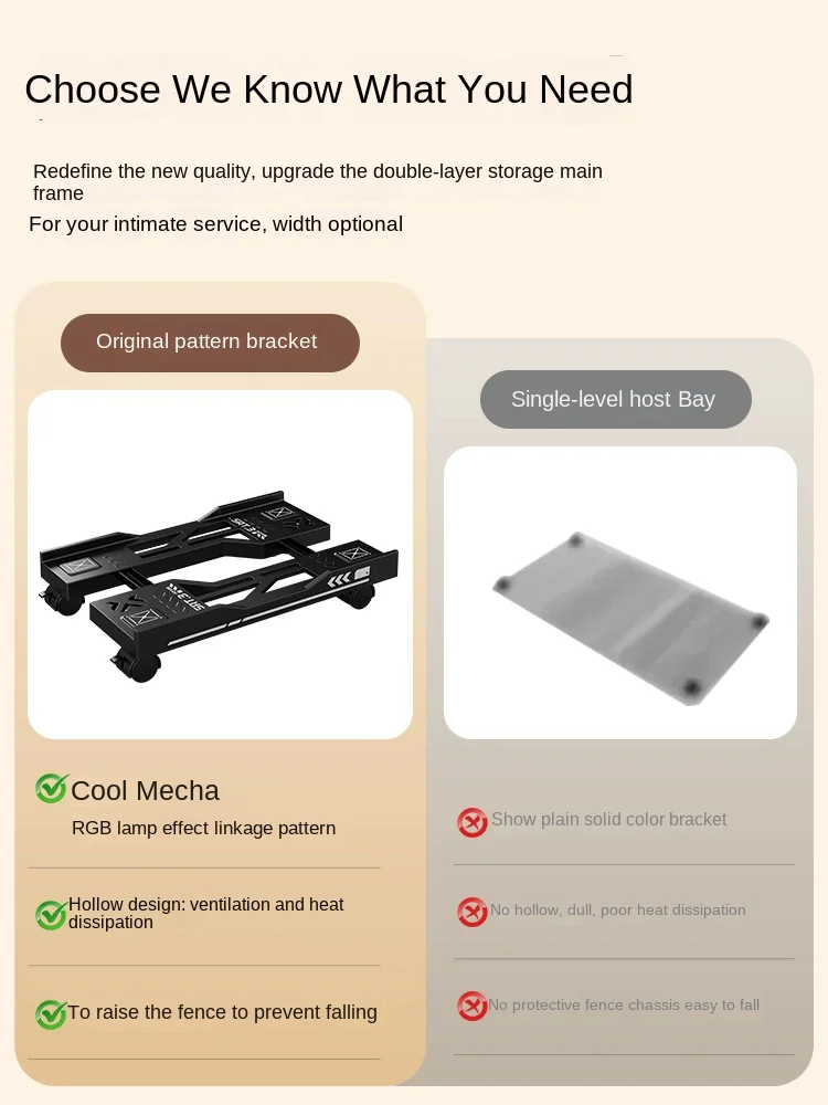 New CPU Stand Adjustable Bracket PC Holder Cart Mobile Computer Tower Stand with Rolling Caster Wheels Adjustable Desktop Stand