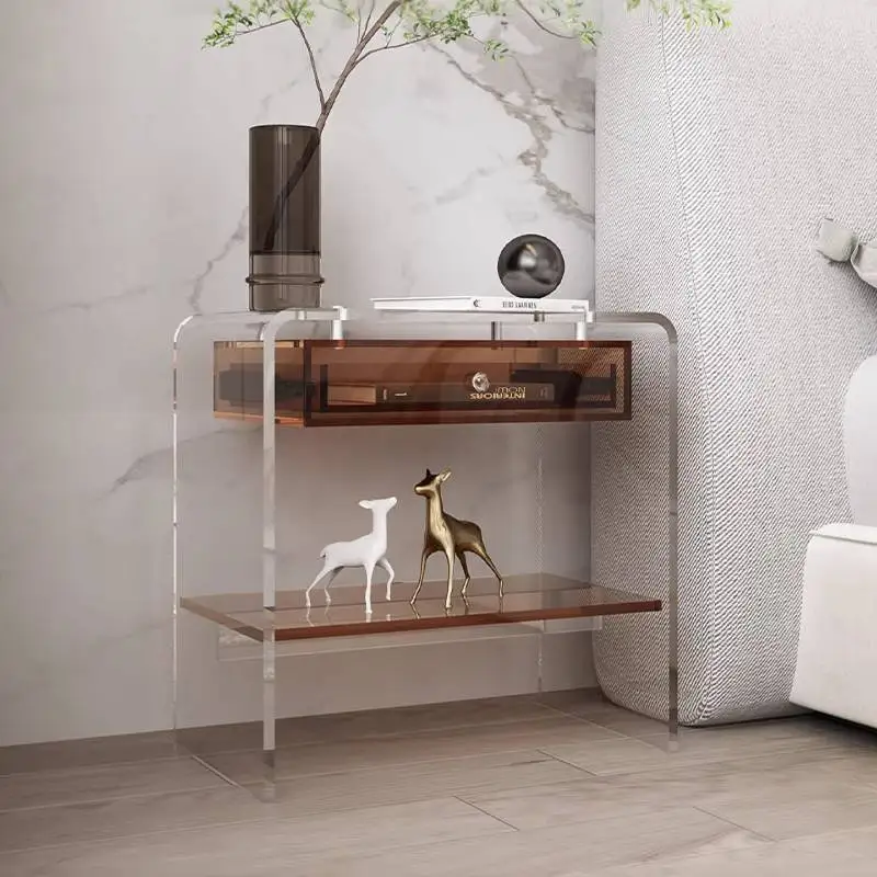 Elegant Transparent Nightstands Design Acrylic Luxury Nordic Bedside Table Drawer Narrow Unique Mesitas De Noche Furniture Home 1