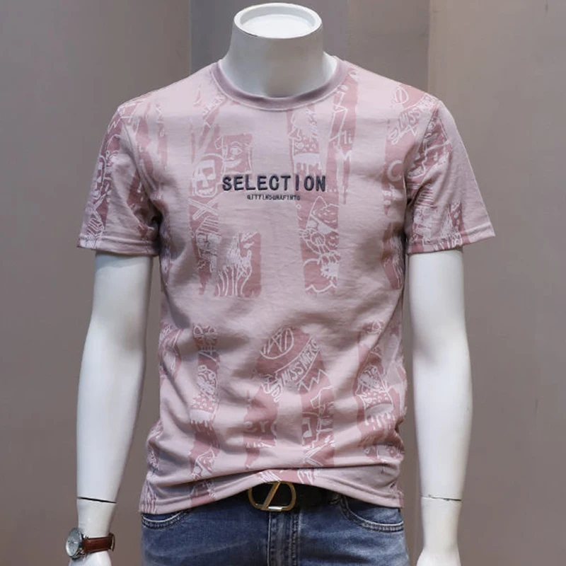 

Модная Универсальная футболка с круглым вырезом и надписью, Мужская одежда, Новинка лета 2024, повседневные Пуловеры оверсайз, свободная Корейская футболка