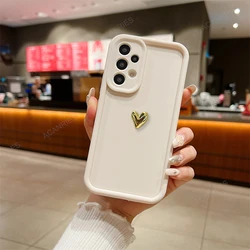 Elegant 3D Gold Heart Silicone Phone Case Back Cover - A52S 5G (GMAX Beige)