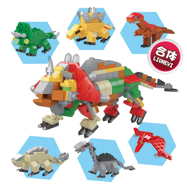 Blocos de montar dinossauros 6 em 1 (lego)