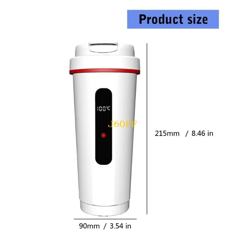 J60F 500ml 스테인레스 난방 컵 12V 24V 자동차 온수 머그잔 빠른 난방 자동차 물 난방 주전자 디지털 디스플레이 절연 머그잔