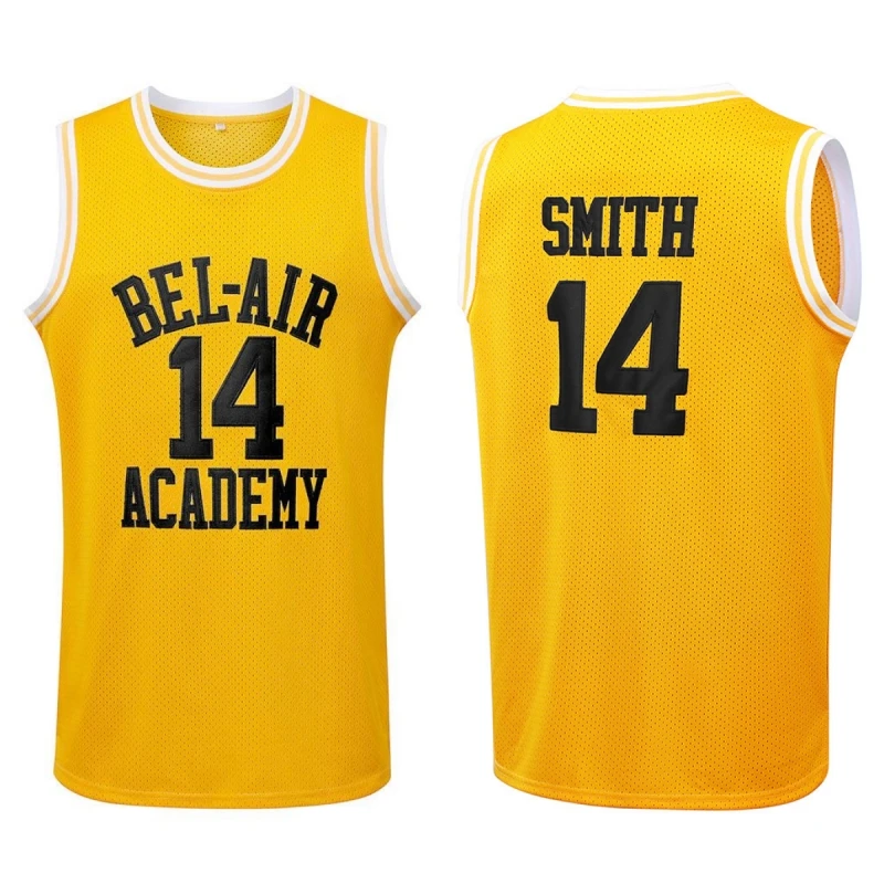 Movie BEL-AIR ACADEMY SMITH #14 BANKS #25 Basketball Jersey Sports Shirt Breathable Quick Drying Tops Sewing Embroidery
