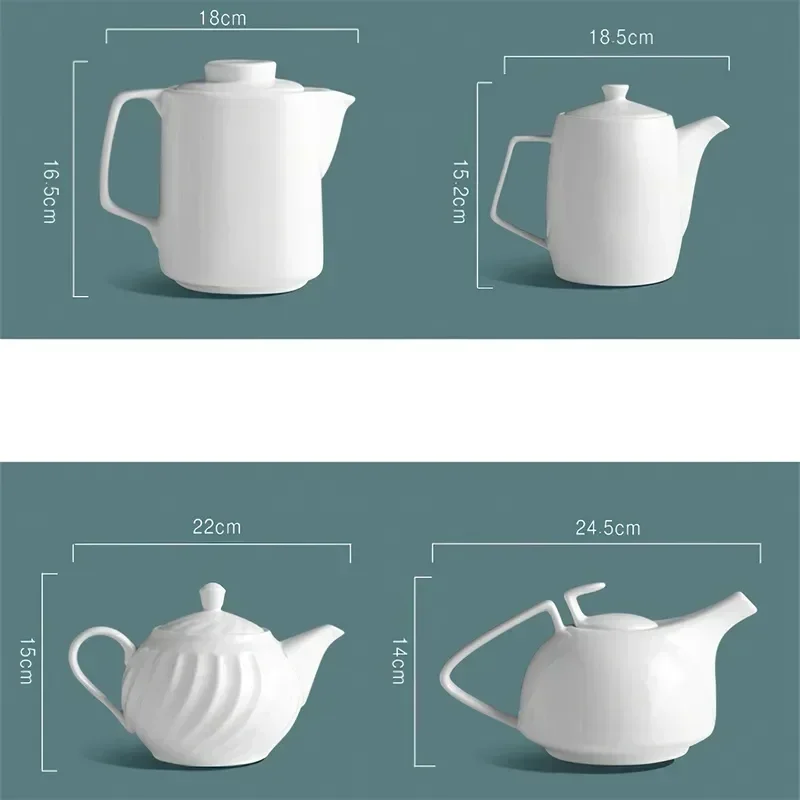 

700-1000ml Ceramic Ware Water Teapot European Hotel Coffee Simple Drinkware Decoration White Style Home Kettle Bar Pot