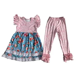 Summer best-selling children's clothing collection little girl boutique flying sleeve dress trouser suit children's fashion clot