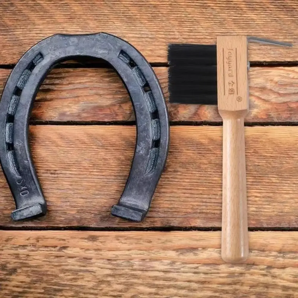 Wooden Handle Horses Hoof Pick Grooming Brush Farming Tools Hoof Cleaning Brush Trimming Shoeing Foot Horses Grooming Pick