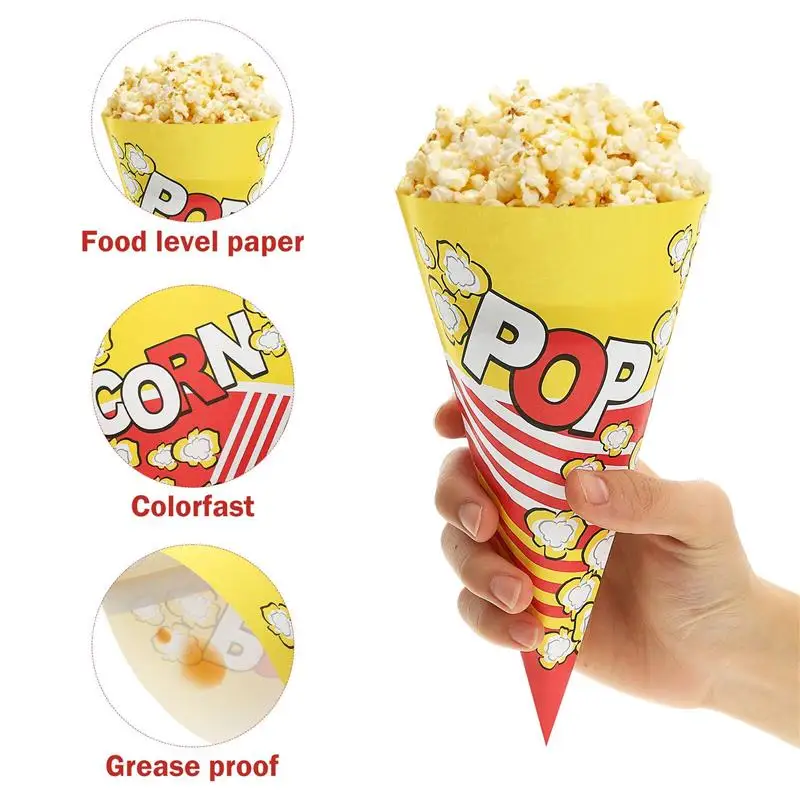 20 Sacchetti Porta Popcorn In Carta – Secchielli Per Caramelle E Snack, Rosso