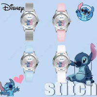 Disney Lilo & Stitch Girl Watches Diamond Quartz Watch Anime Stitch Cute Cartoon Leather Wrist Fashion Steel Belt Watch Kid Gift 1