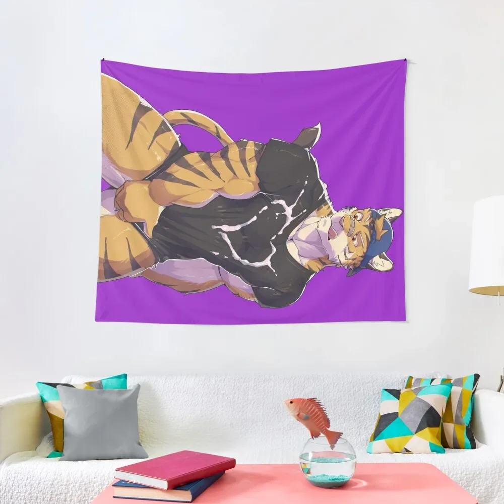 

Sexy furry tiger bara wearing a hat Tapestry Room Decor Korean Style Wall Deco Anime Decor On The Wall Tapestry