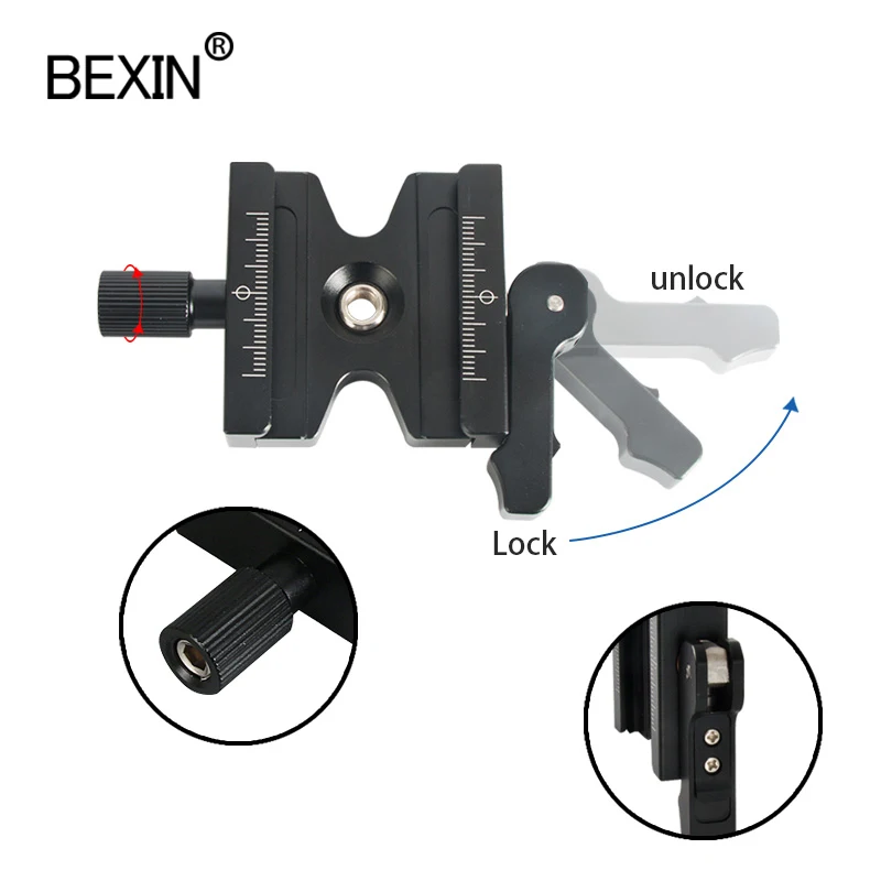 BEXIN Double Lock Mounting camera Plate Clamp Quick Release Plate Clamp Adjustable Knob Adapter For Arca Swiss Tripod Ball Head camera clamp camera tripod plate camera tripod adapter camera mount plate camera base plate tripod adapter mount