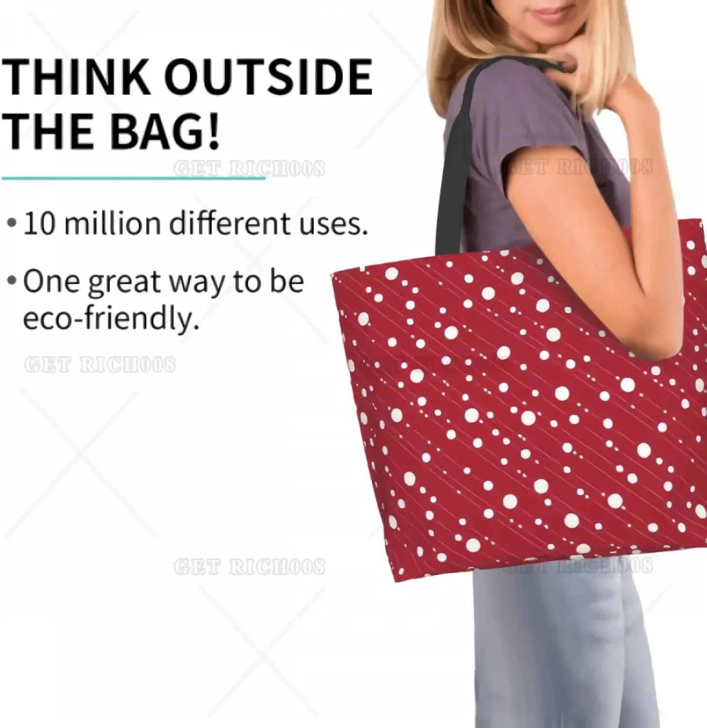 Red White Dots Christmas Style Shoulder Bag Large Women Reusable Eco-friendly Shopping Bags Portable Storage Handbag Fashion