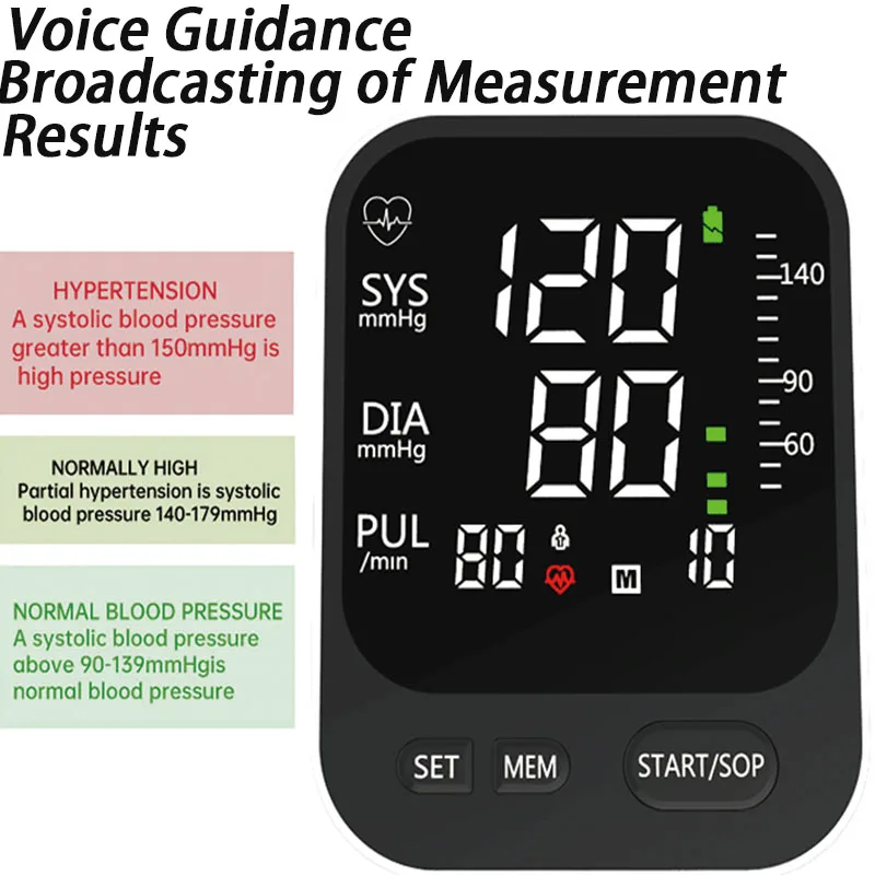 Wrist Blood Pressure Monitor Digital Voice Heart Rate Blood Pressure Monitor Portable Digital Voice Home Medical BP