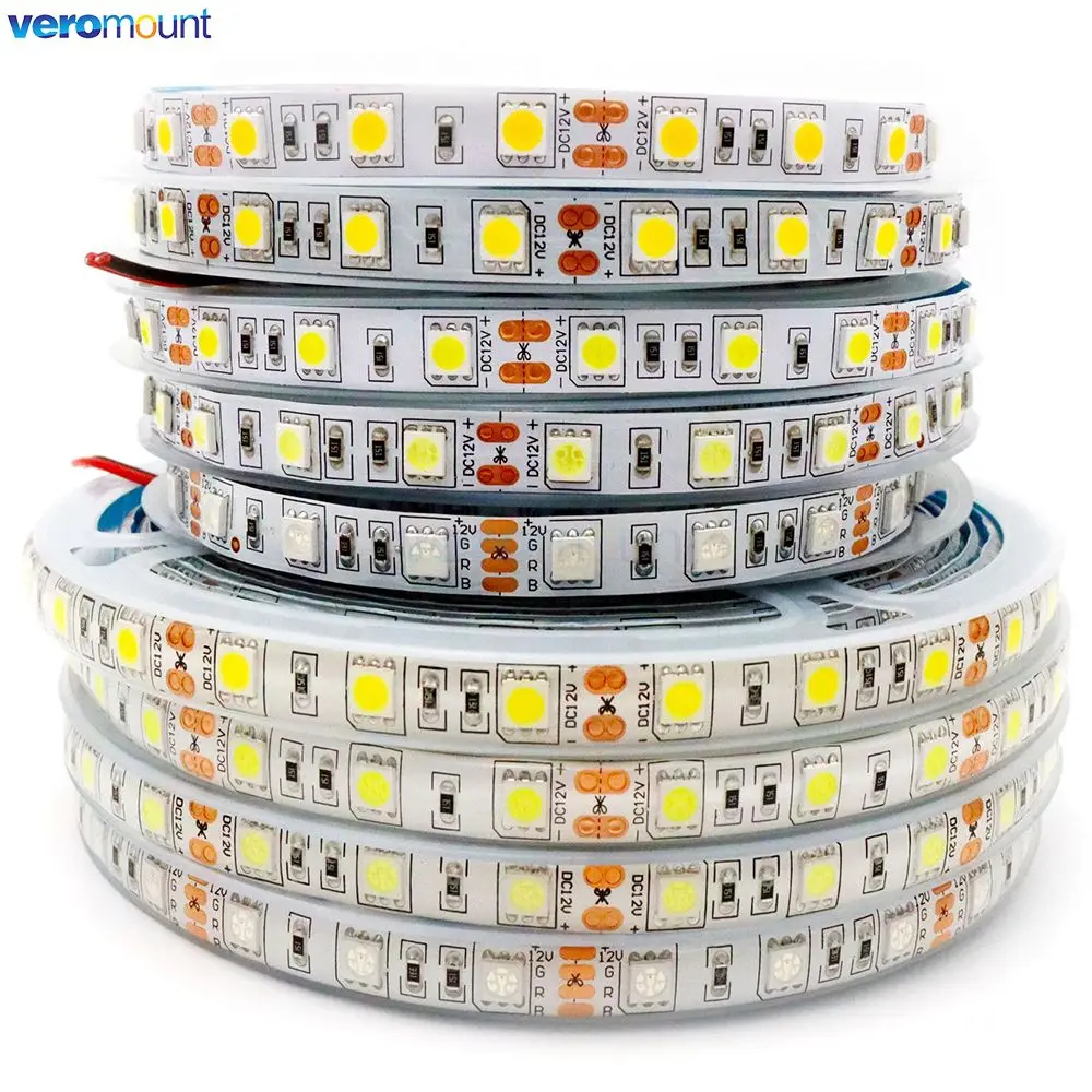 5m DC5V 12V 24V SMD 5050 LED Strip Light TV Backlight IP20 IP65 Waterproof  Cool Warm White 4000K RGB Tape Ribbon for Decoration 3