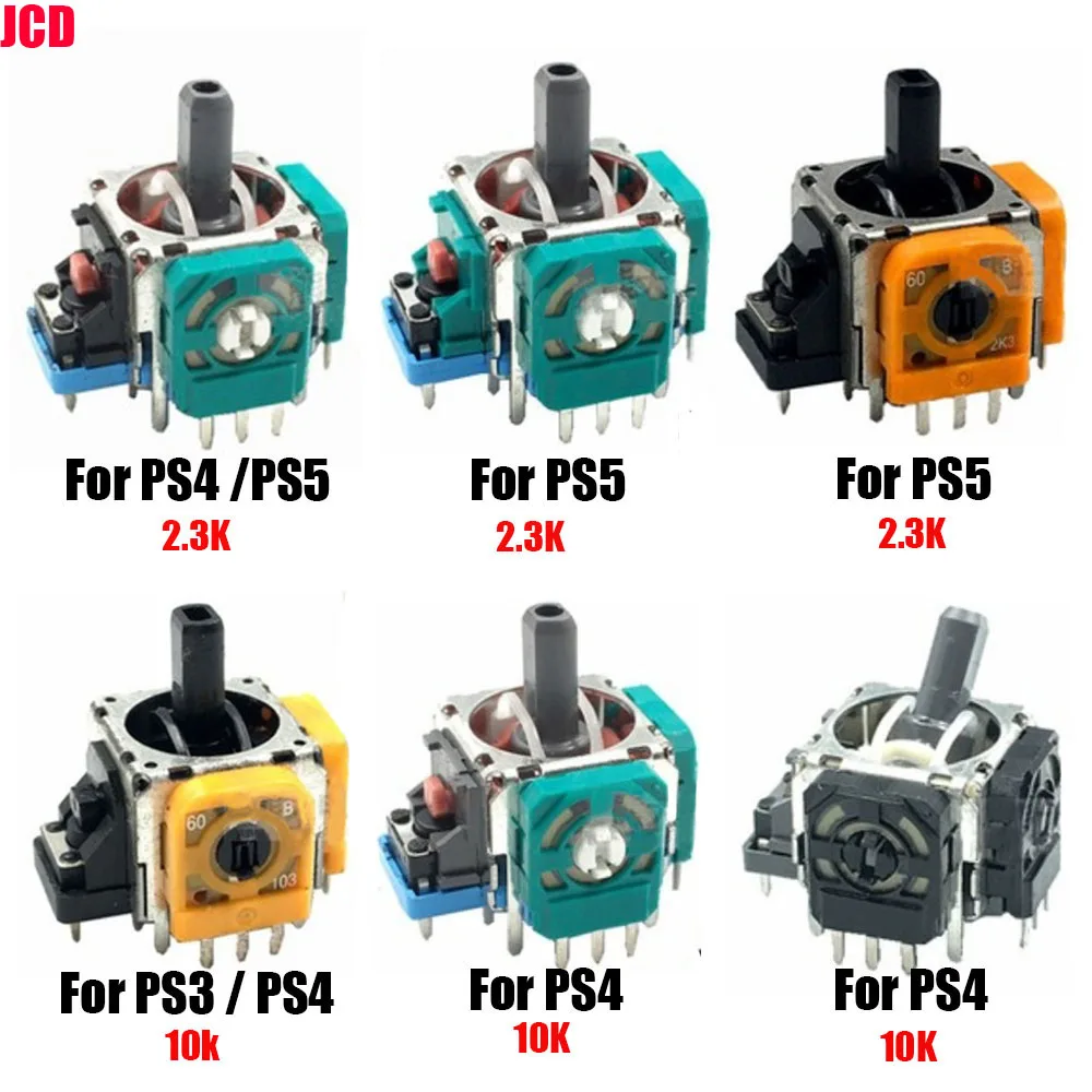 JCD 1pcs 3Pin 3D Rocker 3D Analog Stick Joystick Sensor Module For PS5 PS4 PS3 Controller Thumbstick Potentiometer Replacement