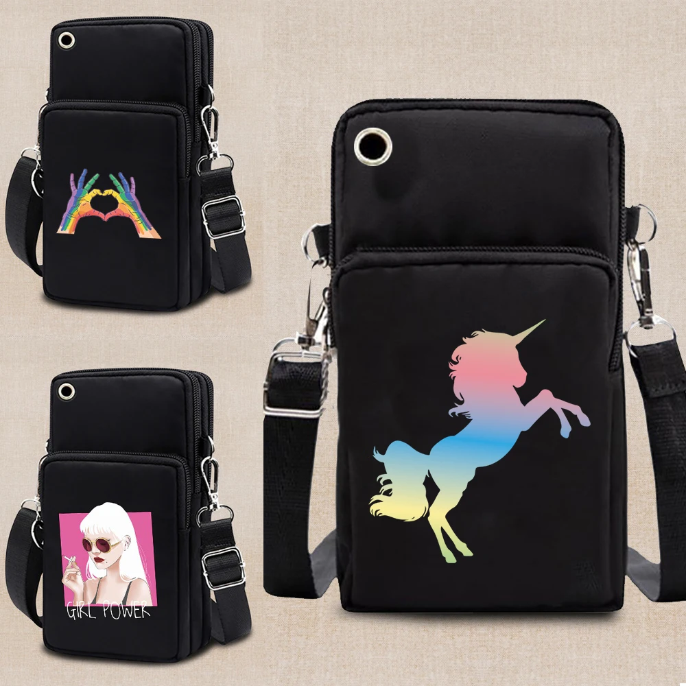 Women's Mini Shoulder Bag Handbag Wrist Pouch Wallet Sports Cell Mobile Phone Bag Color Print Crossbody Bags for Girls Arm Bag