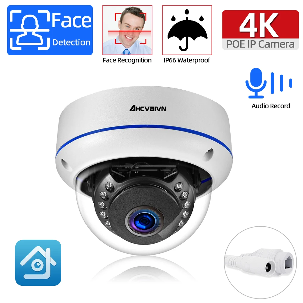 

Dome Audio POE IP Camera 8MP Face Detection Outdoor IP66 Waterproof Night Visioin Explosion-Proof Surveillance Security Camera