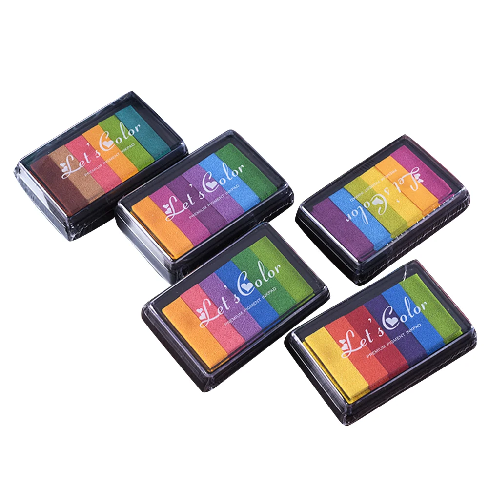 

Tofficu Emailed Stamp Set with 5 Craft Gradient Color Ink Pad in Rainbow Gradient Colors for DIY Scrapbooking