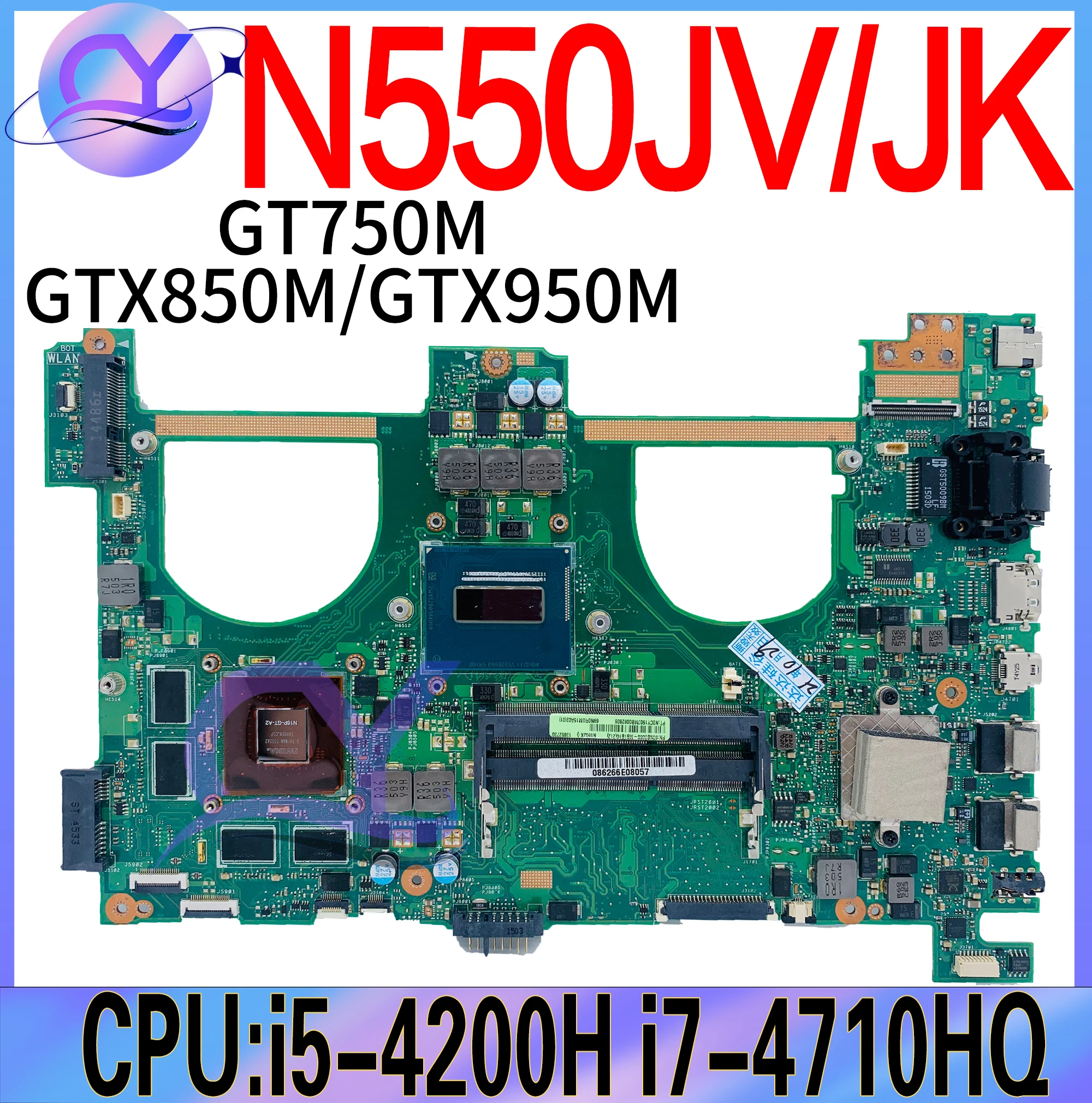 

N550JV Mainboard For ASUS N550J N550JK N550JX G550J G550JV G550JK G550JX Laptop Motherboard i5 i7 4th GT750M GTX850M GTX950M