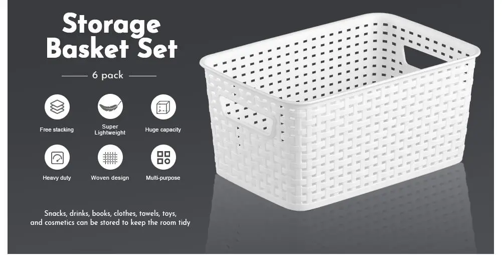 Description Picture 2 of itemPlastic Household Storage Basket Multipurpose Sundries Storage Basket Cosmetics Organizer Kitchen Bathrooms Storage Organizer