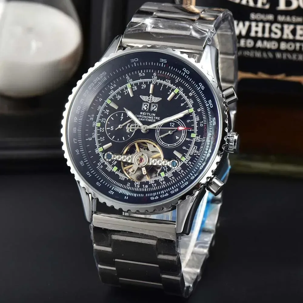 Newly Automatic Men Watches Custome Brand Top Luxury Multifunction Steel Mechanical Tourbillon High Qulaity Male AAA+ Clocks