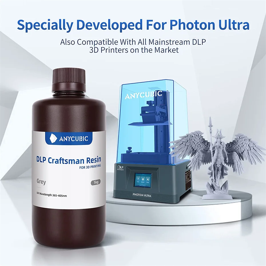 Photon Ultra DLP LCD용 3D 프린터 송진, UV 포토폴리머 장인 송진, 빠른 경화 3D 인쇄 액체, 365-405nm