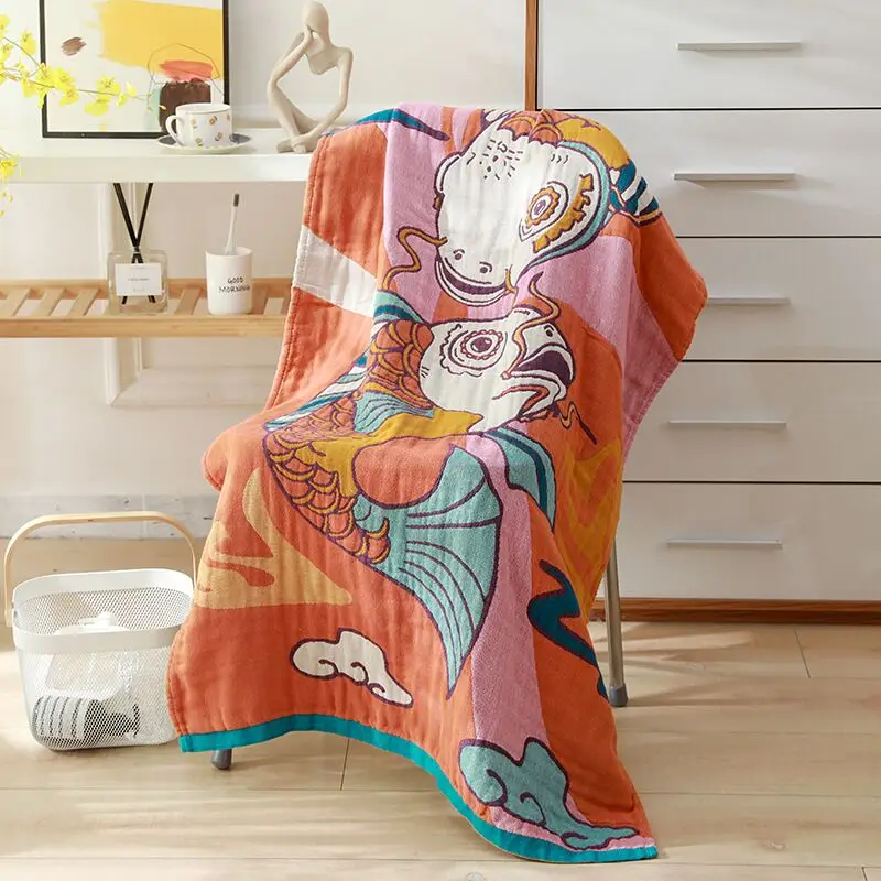 Bath Towel Flora Cartoon Large Cotton 80*160 CM Five-layer Gauze Jacquard for Child Adult