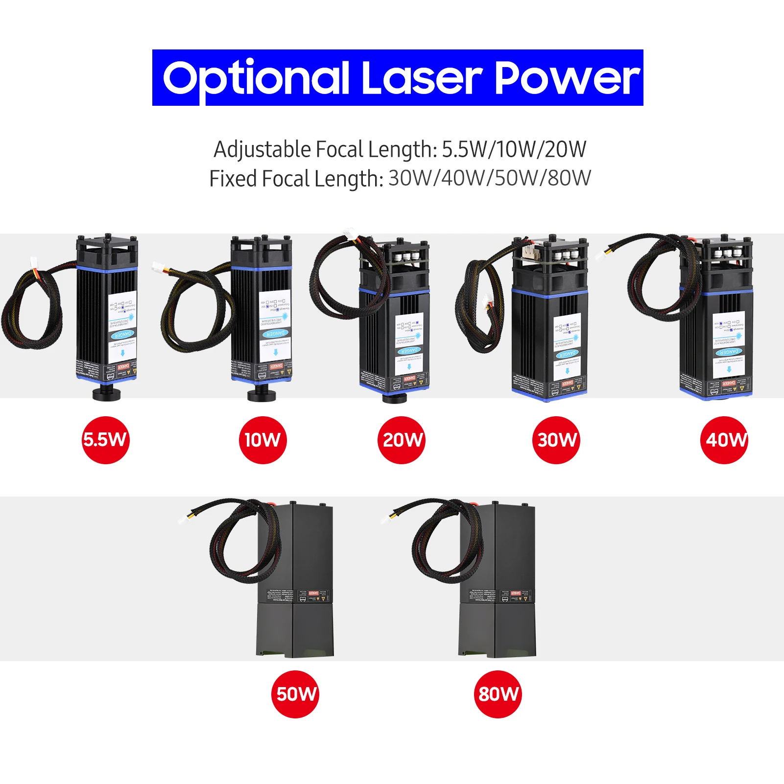 10/20/30W/40W Laser Module Laser Head 450nm Blue Lase for Laser Engraving  Machine Wood Marking Cutting Tool Engraving Head CNC