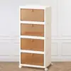Stackable Plastic Storage Bins with Lid,Foldable Organizers and Storage with Magnetic Doors and Lockable Wheels 2