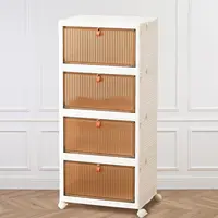 Stackable Plastic Storage Bins with Lid,Foldable Organizers and Storage with Magnetic Doors and Lockable Wheels 2